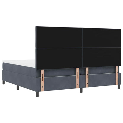 LED Box Spring Bed Donkergrijs 200 x 200 cm Fluweel