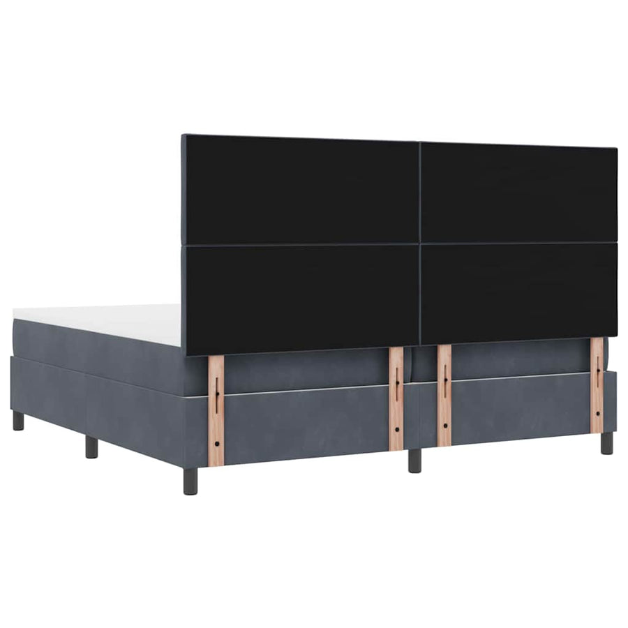 LED Box Spring Bed Donkergrijs 200 x 200 cm Fluweel
