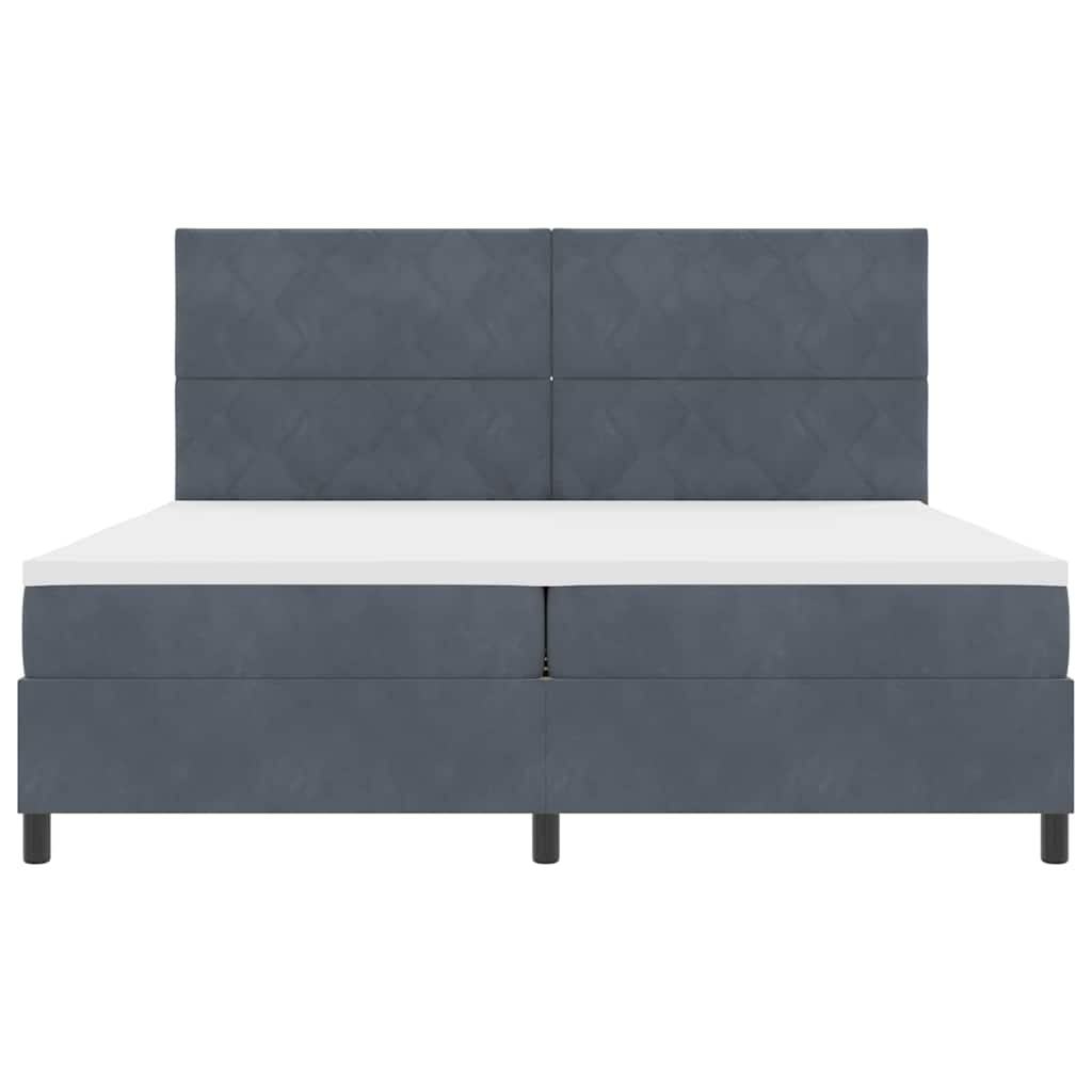 LED Box Spring Bed Donkergrijs 200 x 200 cm Fluweel