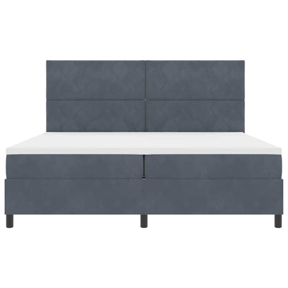 LED Box Spring Bed Donkergrijs 200 x 200 cm Fluweel