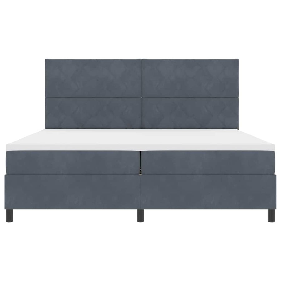 LED Box Spring Bed Donkergrijs 200 x 200 cm Fluweel