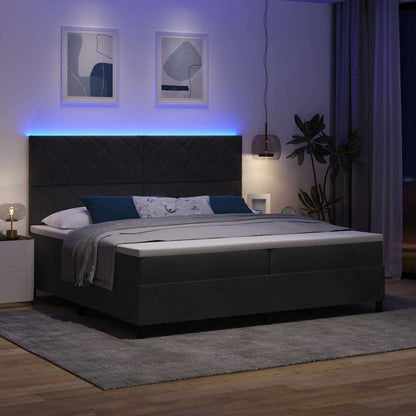 LED Box Spring Bed met hoofdeinde Zwart 200 x 200 cm Fluweel