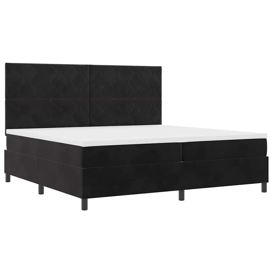 LED Box Spring Bed met hoofdeinde Zwart 200 x 200 cm Fluweel