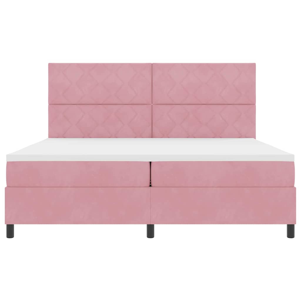 LED Box Spring Bed met hoofdeinde Roze 200 x 200 cm Fluweel
