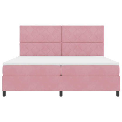 LED Box Spring Bed met hoofdeinde Roze 200 x 200 cm Fluweel