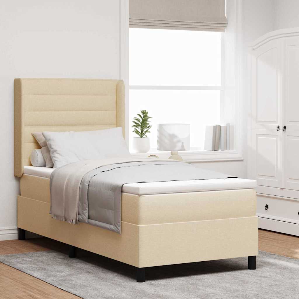 LED Box Spring Bed met matras Crème 80 x 200 cm Stof