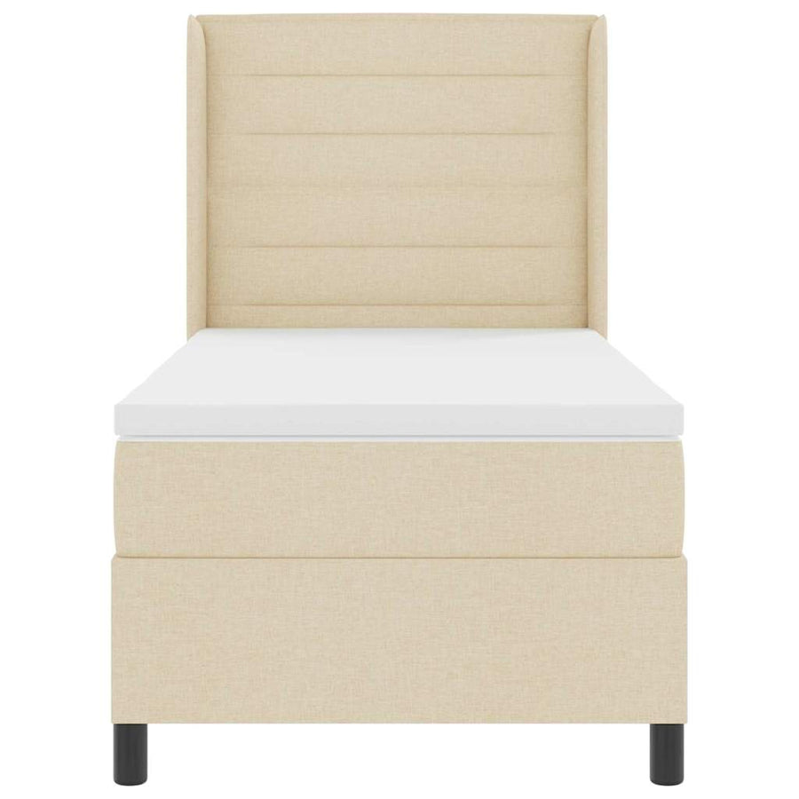 LED Box Spring Bed met matras Crème 80 x 200 cm Stof