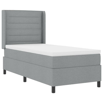 LED Box Spring Bed met matras Lichtgrijs 90 x 190 cm Stof
