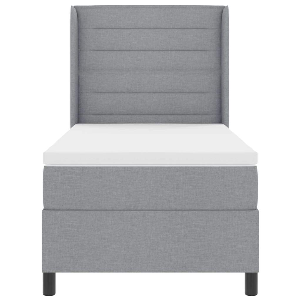 LED Box Spring Bed met matras Lichtgrijs 90 x 190 cm Stof