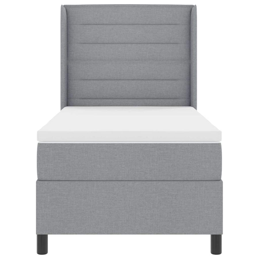 LED Box Spring Bed met matras Lichtgrijs 90 x 190 cm Stof