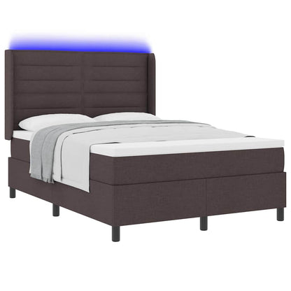 LED Box Spring Bed met matras Donkerbruin 160 x 200 cm Stof