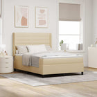 Boxspringbed LED crème 160x200 cm stof