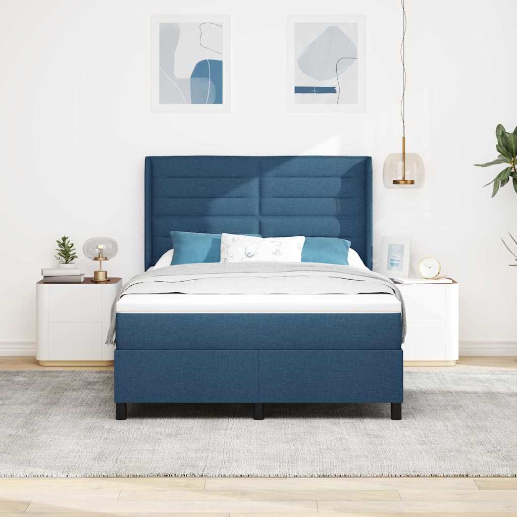LED Box Spring Bed met matras Blauw 160 x 200 cm Stof