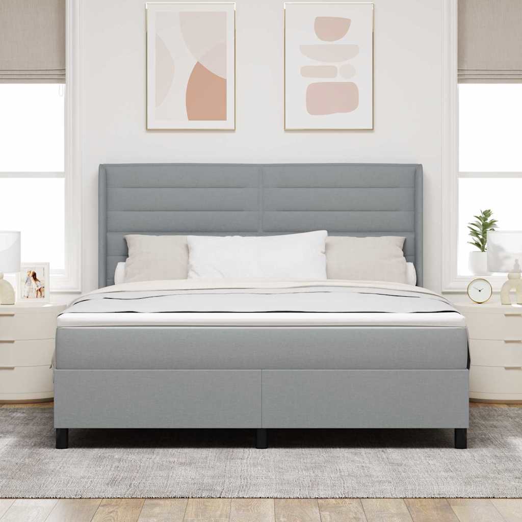 LED Box Spring Bed met matras Lichtgrijs 180 x 200 cm Stof