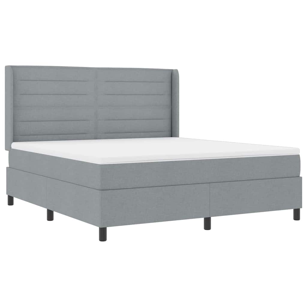 LED Box Spring Bed met matras Lichtgrijs 180 x 200 cm Stof