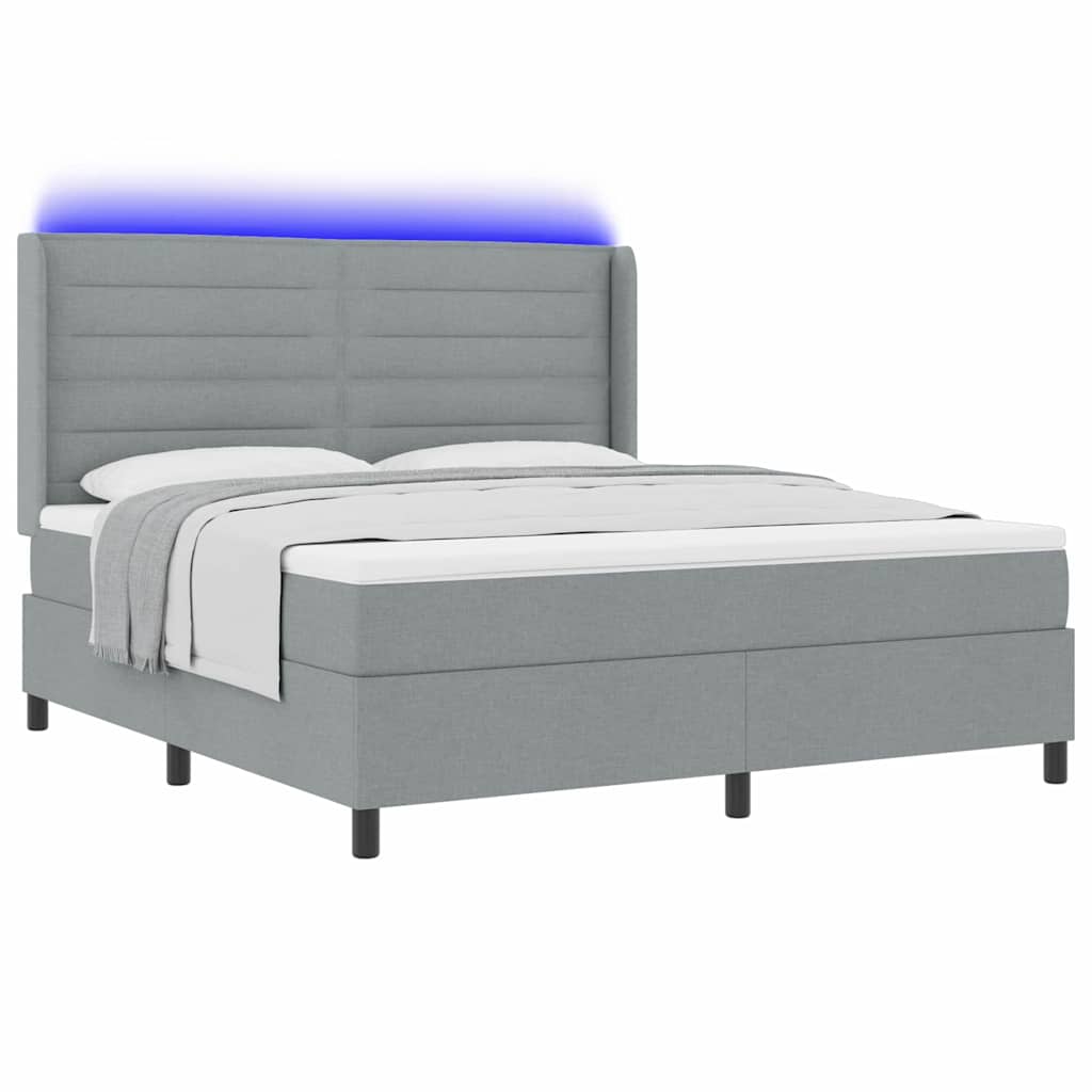 LED Box Spring Bed met matras Lichtgrijs 180 x 200 cm Stof