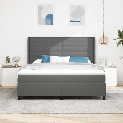 LED Box Spring Bed met matras Donkergrijs 180 x 200 cm Stof