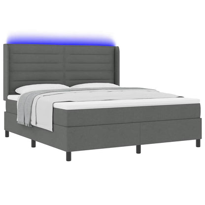 LED Box Spring Bed met matras Donkergrijs 180 x 200 cm Stof