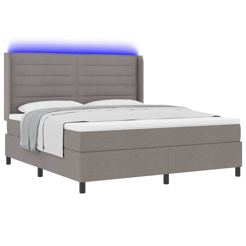 LED Box Spring Bed met matras Taupe 180 x 200 cm Stof