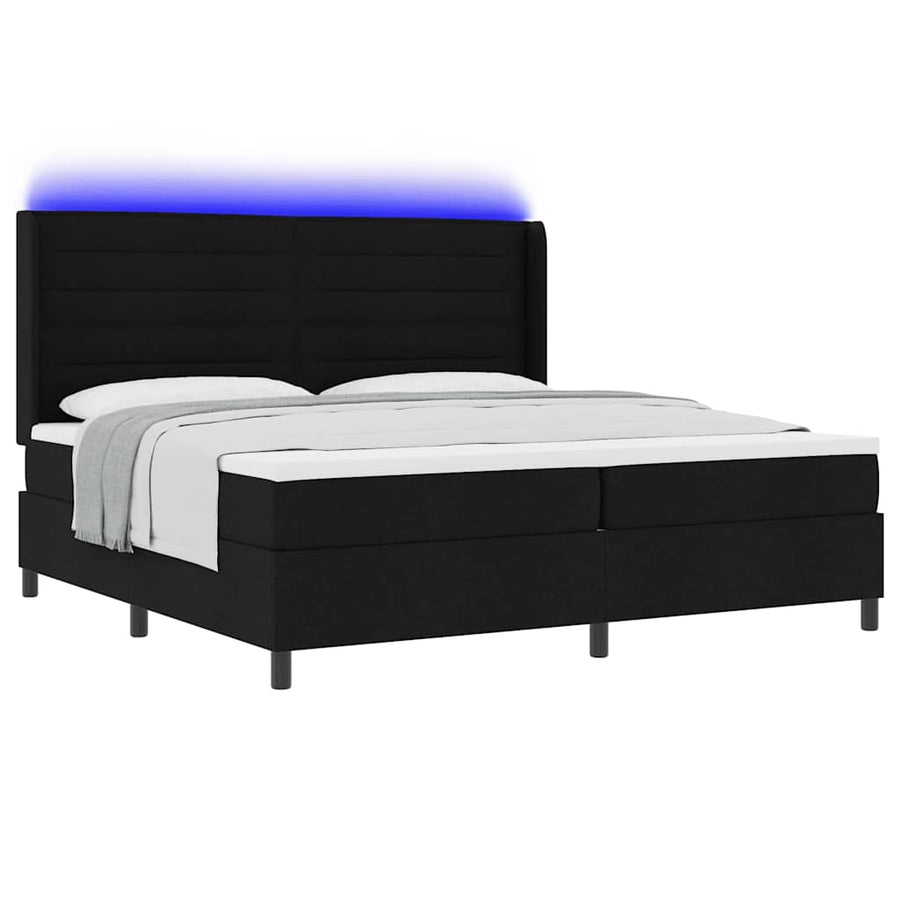 LED Box Spring Bed met matras Zwart 200 x 200 cm Stof