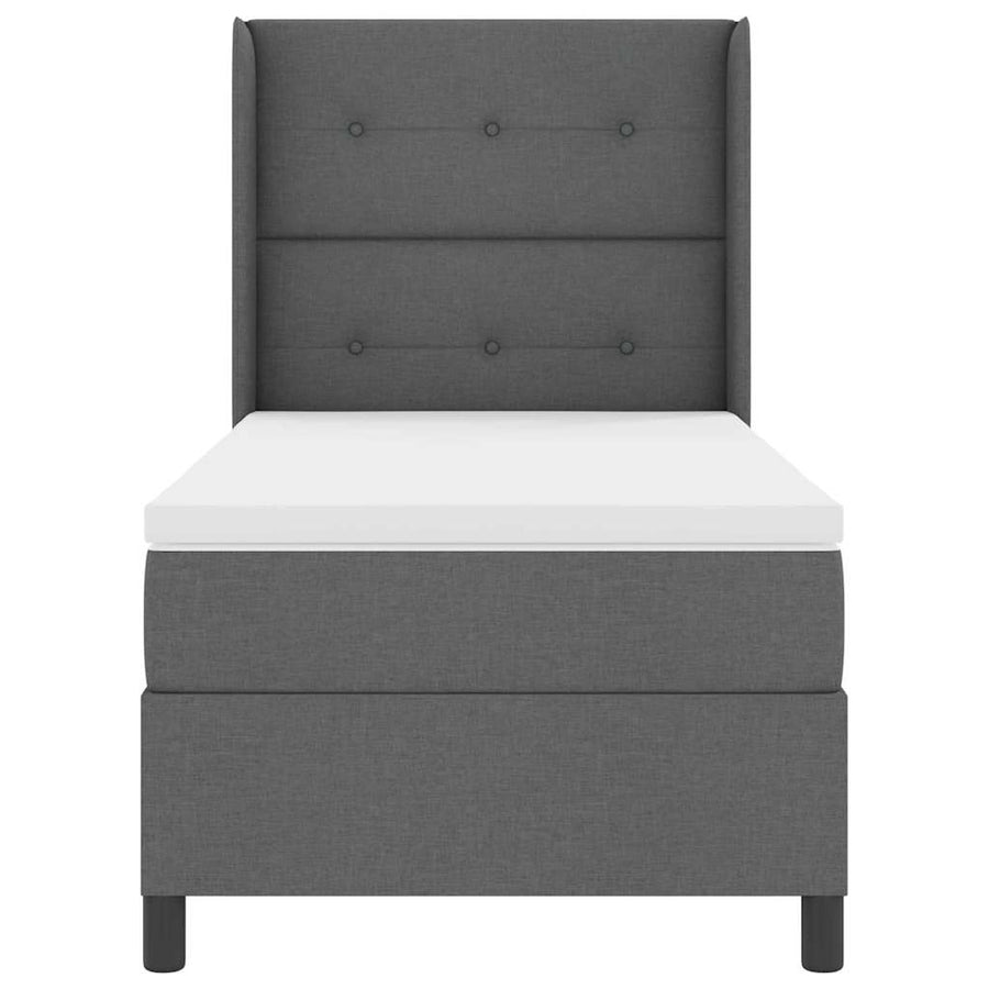 LED Box Spring Bed met hoofdeinde Donkergrijs 90 x 190 cm Stof