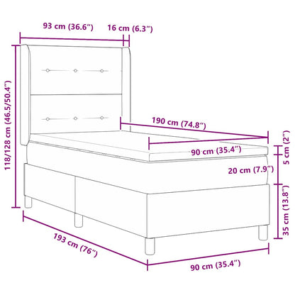 LED Box Spring Bed met hoofdeinde Donkergrijs 90 x 190 cm Stof