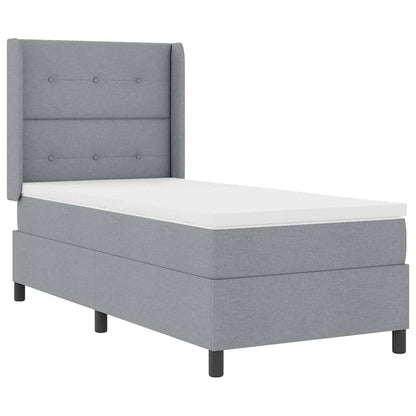 LED Box Spring Bed met hoofdeinde Lichtgrijs 100 x 200 cm Stof