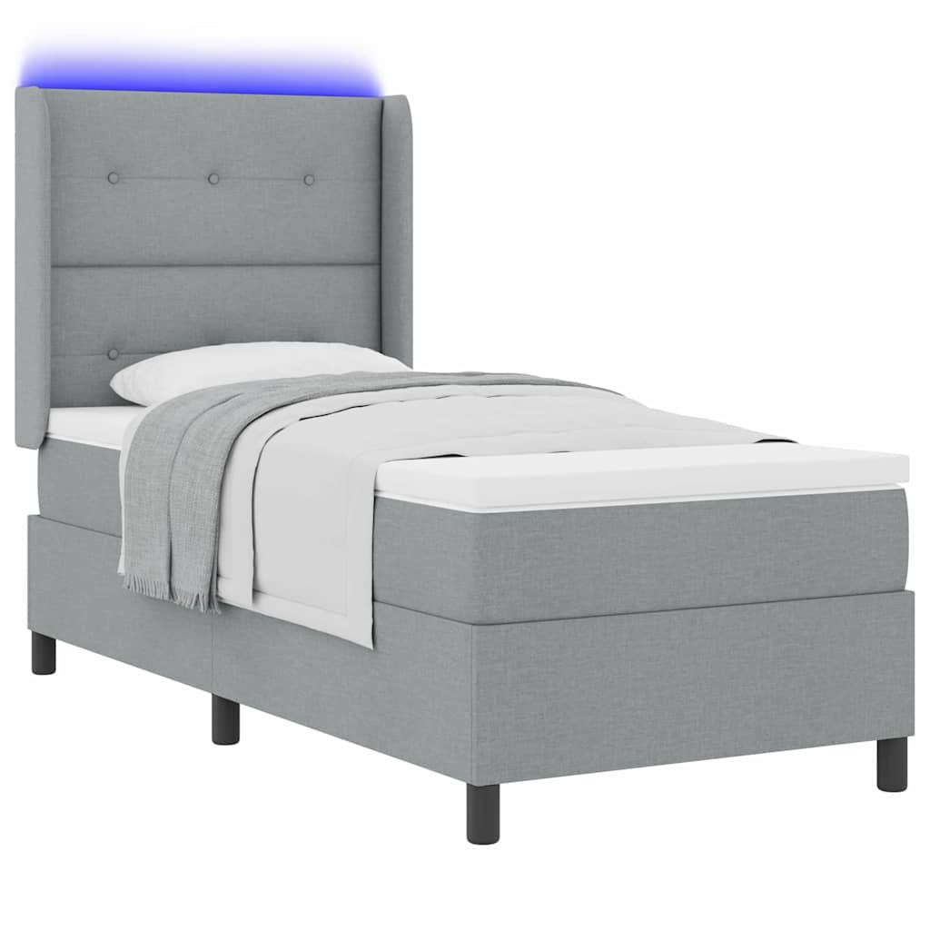 LED Box Spring Bed met hoofdeinde Lichtgrijs 100 x 200 cm Stof