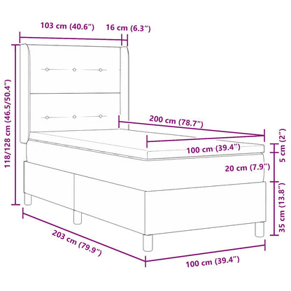 LED Box Spring Bed met hoofdeinde Lichtgrijs 100 x 200 cm Stof