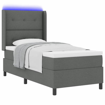 LED Box Spring Bed met hoofdeinde Donkergrijs 100 x 200 cm Stof