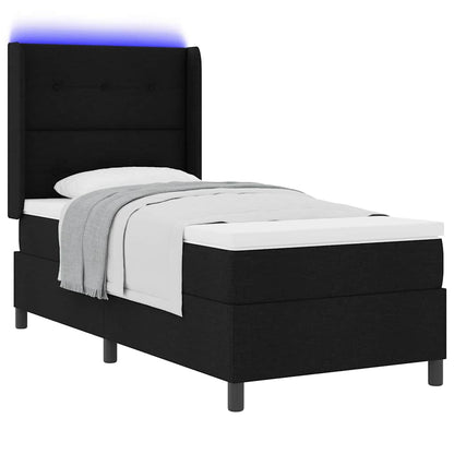 LED Box Spring Bed met hoofdeinde Zwart 100 x 200 cm Stof