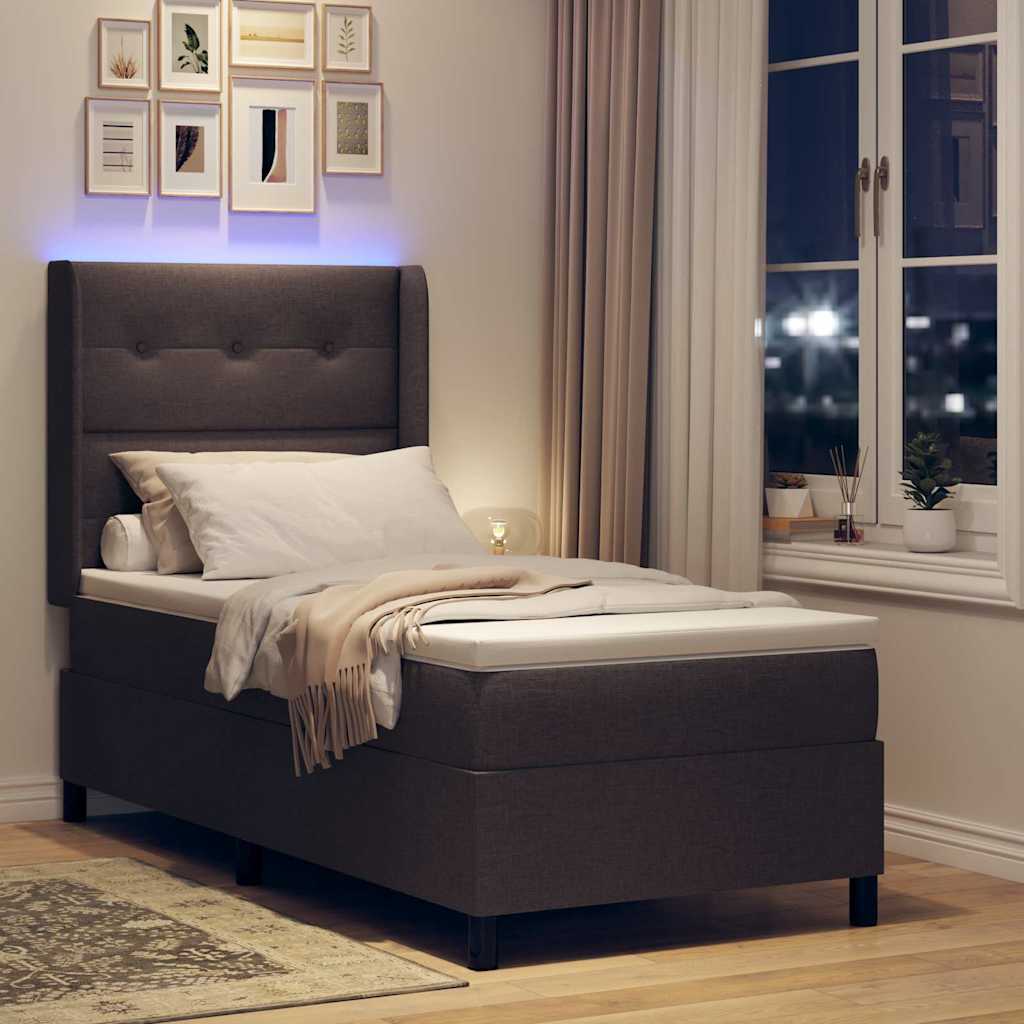 LED Box Spring Bed met hoofdeinde Donkerbruin 100 x 200 cm Stof