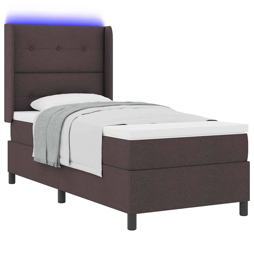 LED Box Spring Bed met hoofdeinde Donkerbruin 100 x 200 cm Stof