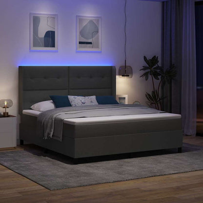 LED Box Spring Bed met hoofdeinde Donkergrijs 180 x 200 cm Stof