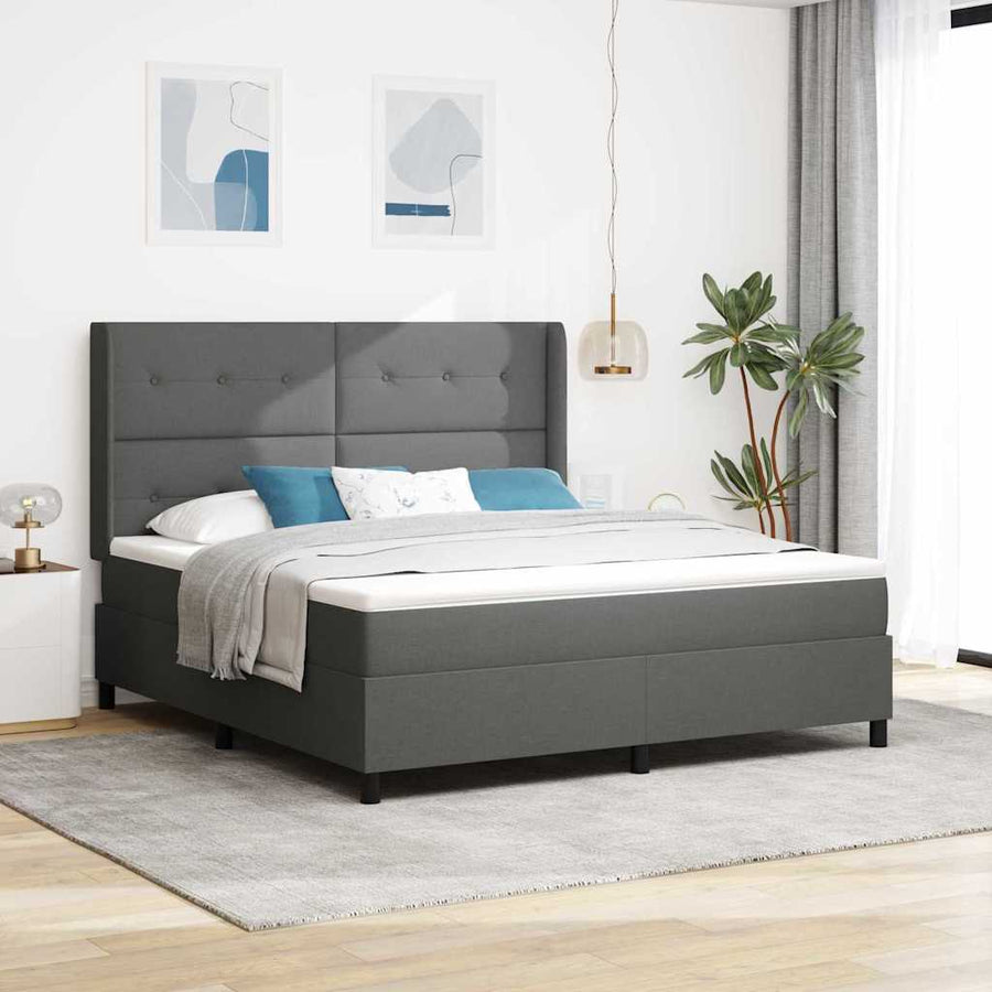 LED Box Spring Bed met hoofdeinde Donkergrijs 180 x 200 cm Stof