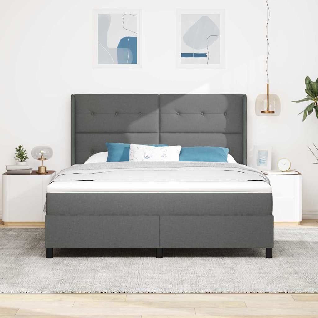 LED Box Spring Bed met hoofdeinde Donkergrijs 180 x 200 cm Stof