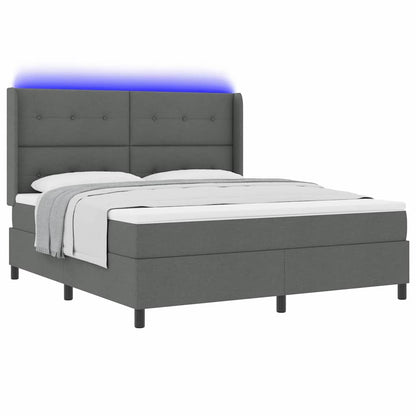 LED Box Spring Bed met hoofdeinde Donkergrijs 180 x 200 cm Stof