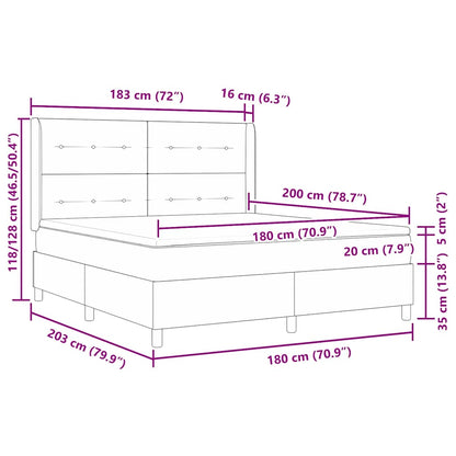LED Box Spring Bed met hoofdeinde Donkergrijs 180 x 200 cm Stof