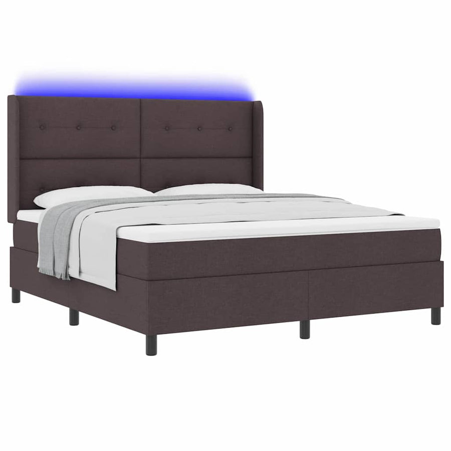 LED Box Spring Bed met matras Donkerbruin 180 x 200 cm Stof