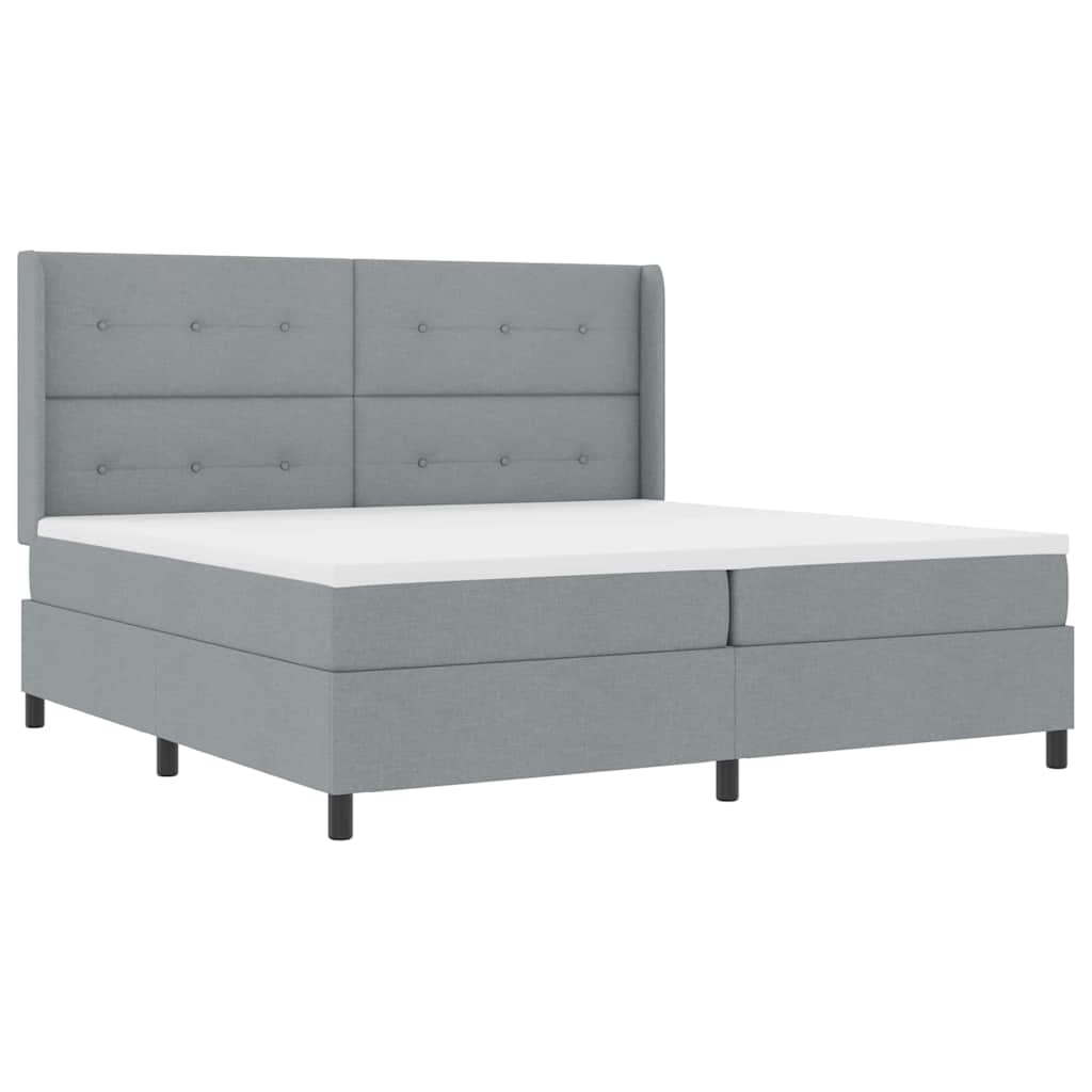 LED Box Spring Bed met hoofdeinde Lichtgrijs 200 x 200 cm Stof