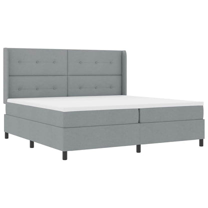 LED Box Spring Bed met hoofdeinde Lichtgrijs 200 x 200 cm Stof