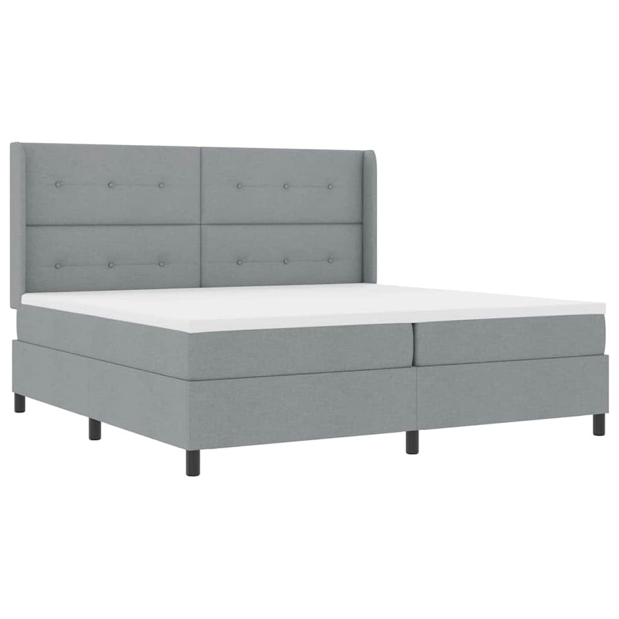 LED Box Spring Bed met hoofdeinde Lichtgrijs 200 x 200 cm Stof