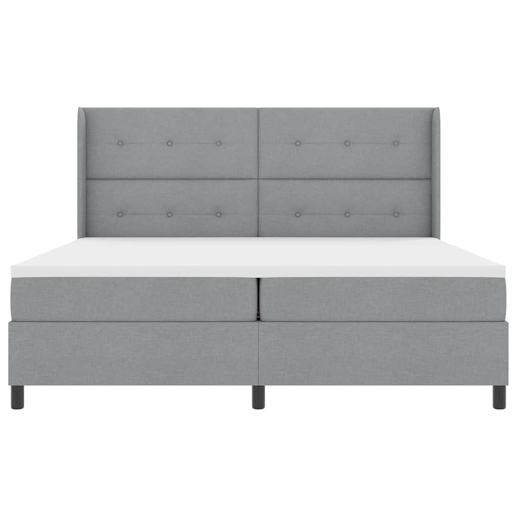 LED Box Spring Bed met hoofdeinde Lichtgrijs 200 x 200 cm Stof