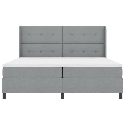 LED Box Spring Bed met hoofdeinde Lichtgrijs 200 x 200 cm Stof