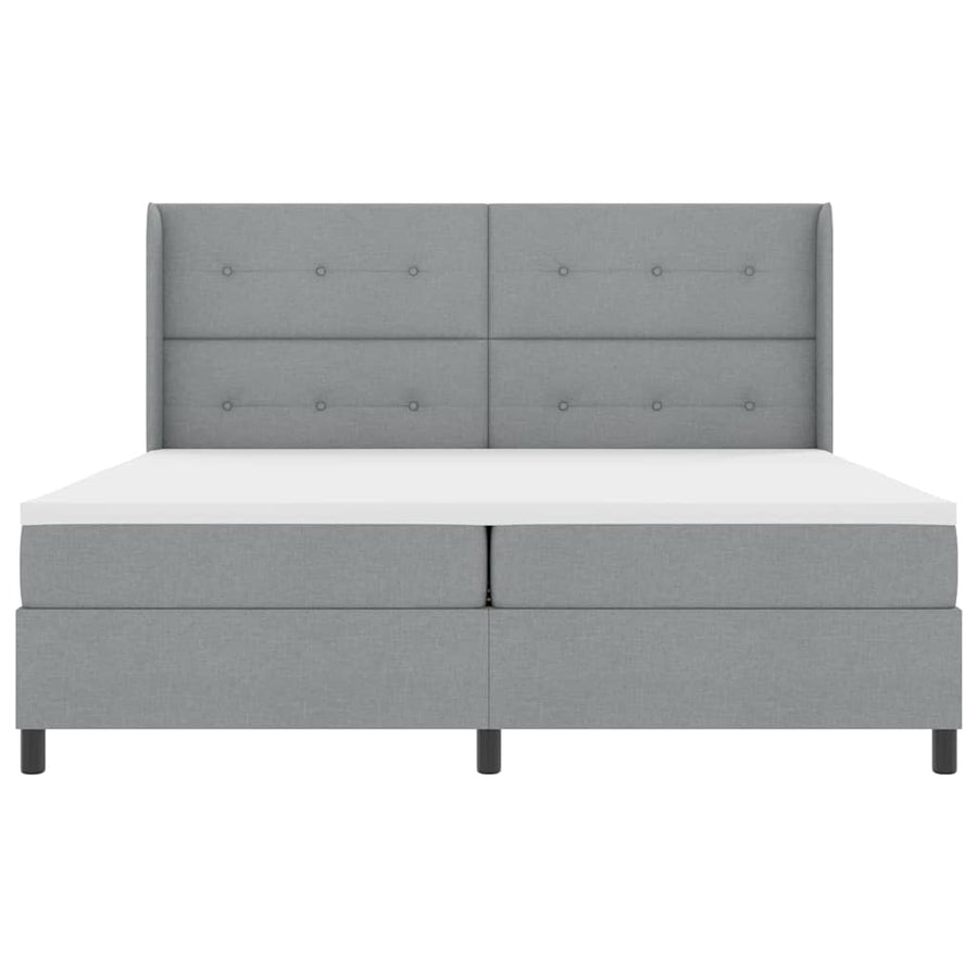 LED Box Spring Bed met hoofdeinde Lichtgrijs 200 x 200 cm Stof