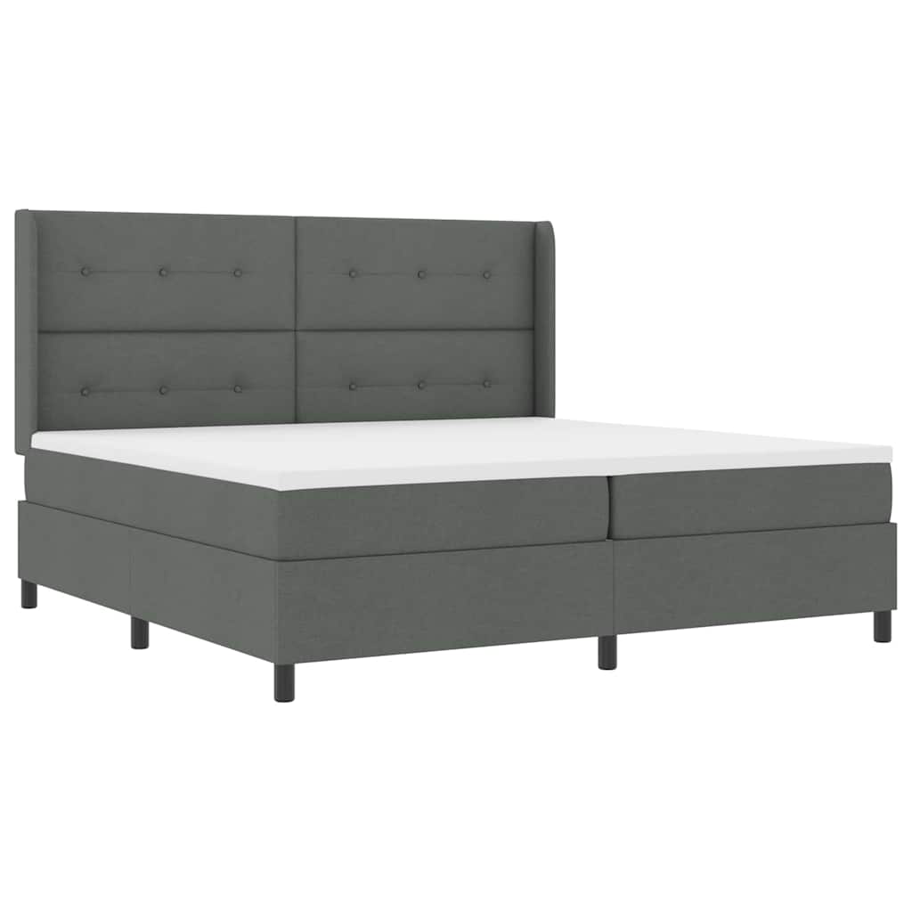 LED Box Spring Bed met hoofdeinde Donkergrijs 200 x 200 cm Stof