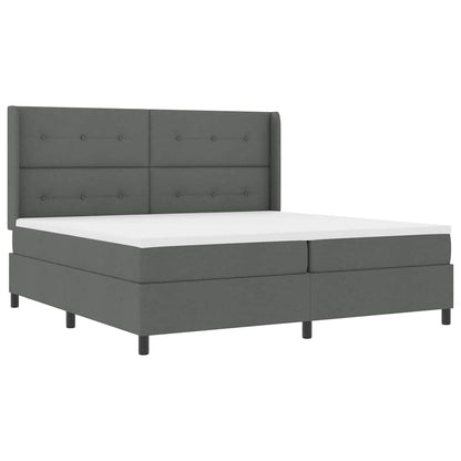 LED Box Spring Bed met hoofdeinde Donkergrijs 200 x 200 cm Stof