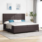 Boxspring bed 200x200 cm donkerbruin stof met LED
