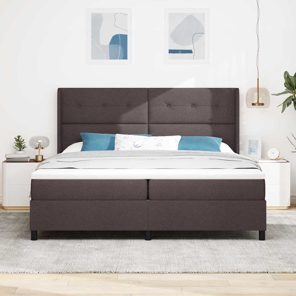 LED Box Spring Bed met hoofdeinde Donkerbruin 200 x 200 cm Stof