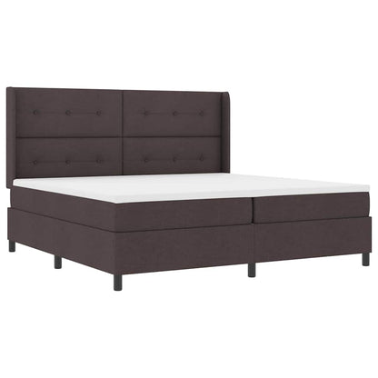 LED Box Spring Bed met hoofdeinde Donkerbruin 200 x 200 cm Stof
